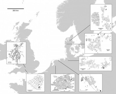 Figure 1. Examples of embanked field systems from north-western Europe. 